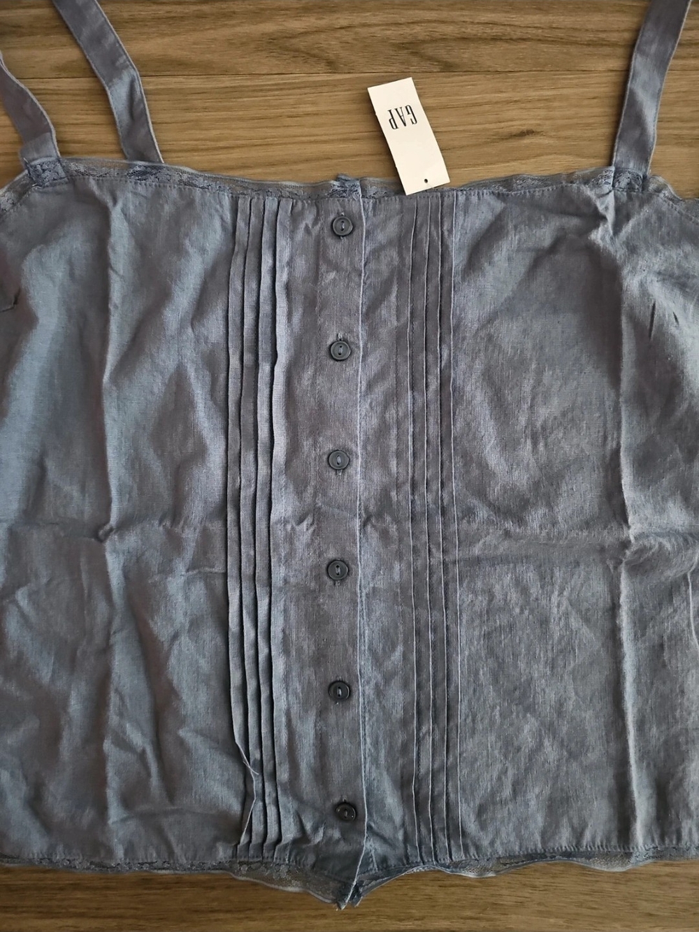 GAP Women's Blue Button-Front Pleated Cami Top